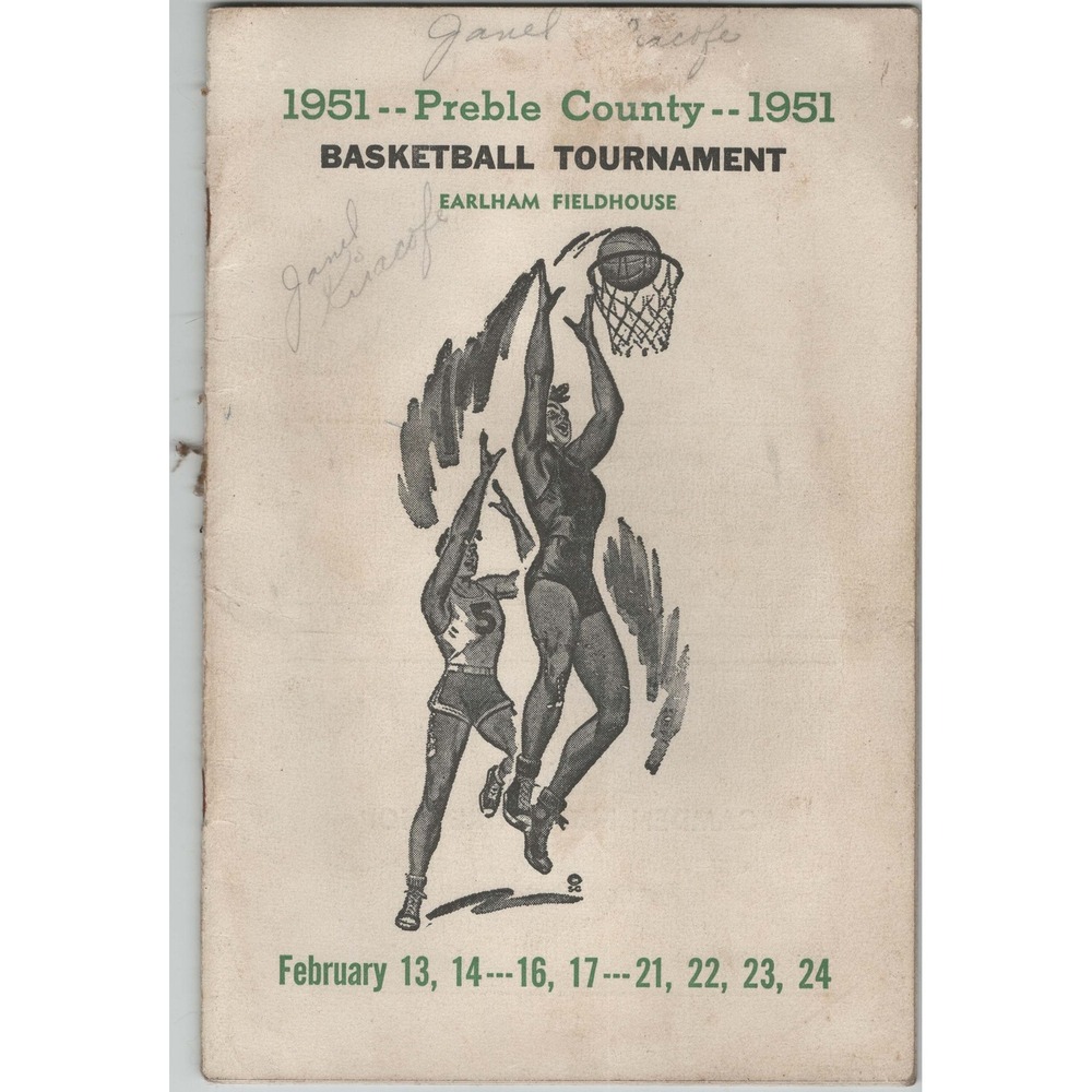 1951 Preble County Basketball Tournament Program Earlham Fieldhouse Vintage - Picture 1 of 1
